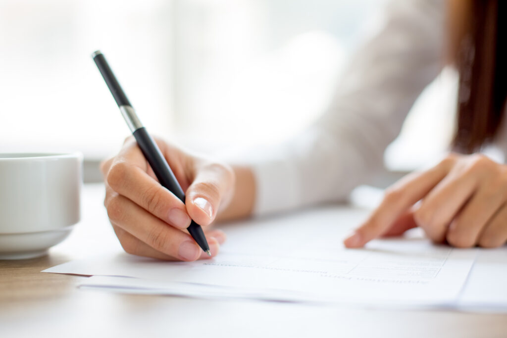 Student editing essay